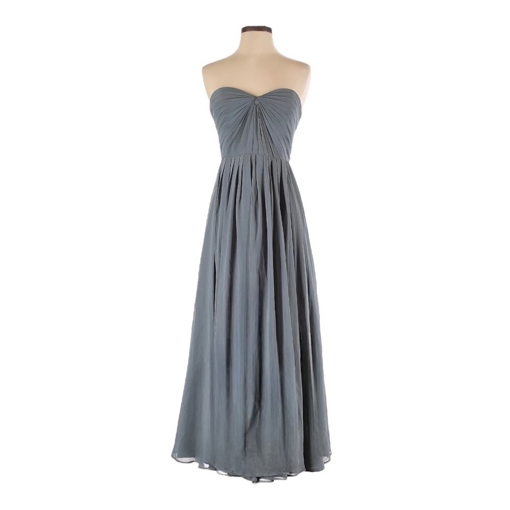 Jenny Yoo Gray Sweetheart Strapless Chiffon Formal Gown Dress Sz 14 Bridesmaid